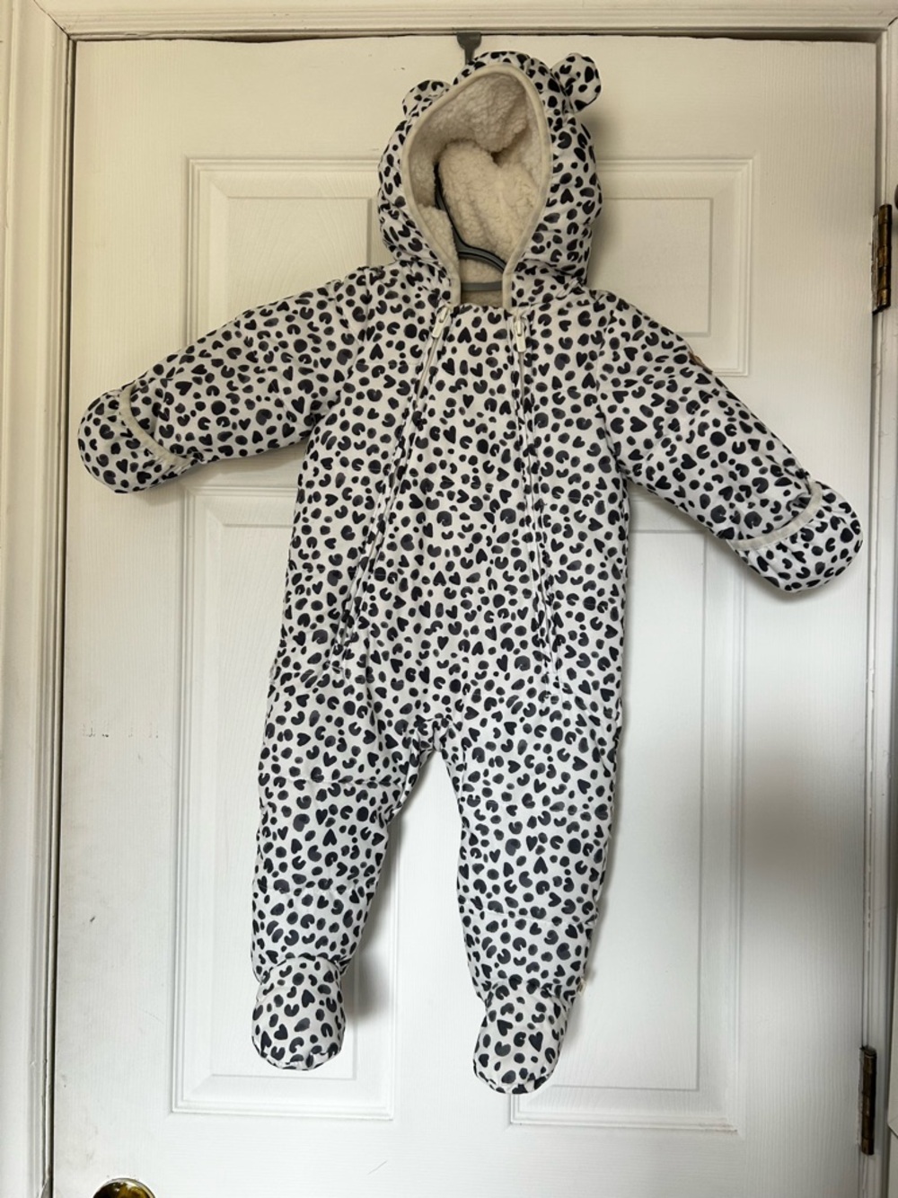 Huggies Infant Black & White Leopard Print Hooded Snowsuit